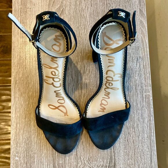 Sam Edelman Women's Yaro Sandal Size 9 Black Suede Block Heel with Ankle Strap - Picture 6 of 7